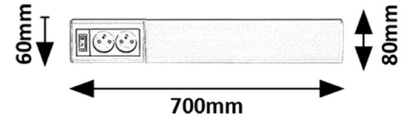RABALUX 78041 Bath 2E svítidlo pod kuchynskú linku so zásuvkou š700mm LED 15W/1300lm 4000K bílá