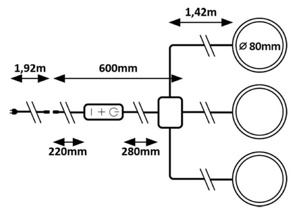 RABALUX 78043 Socavi svítidlo pod kuchynskú linku D80mm LED 3W/100lm 4000K stříbrná, bílá, 3-set+adaptér