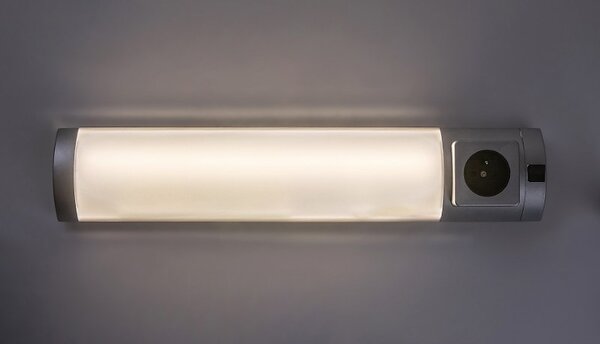 RABALUX 78038 Soft 2E svítidlo pod kuchynskú linku so zásuvkou š450mm LED 5W/260lm 4000K stříbrná, bílá