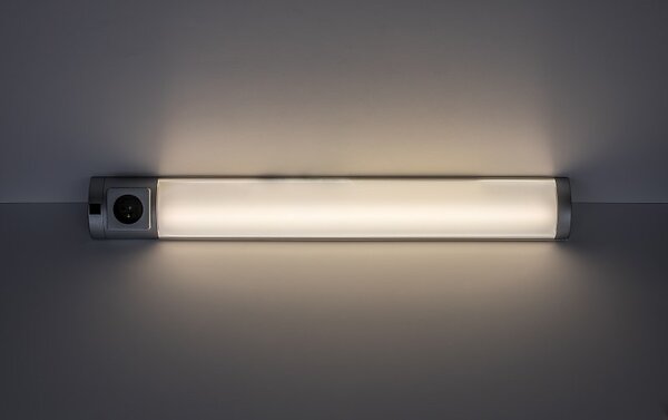 RABALUX 78039 Soft 2E svítidlo pod kuchynskú linku so zásuvkou š680mm LED 8W/450lm 4000K stříbrná, bílá