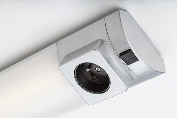 RABALUX 78038 Soft 2E svítidlo pod kuchynskú linku so zásuvkou š450mm LED 5W/260lm 4000K stříbrná, bílá