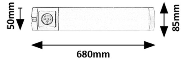 RABALUX 78039 Soft 2E svítidlo pod kuchynskú linku so zásuvkou š680mm LED 8W/450lm 4000K stříbrná, bílá
