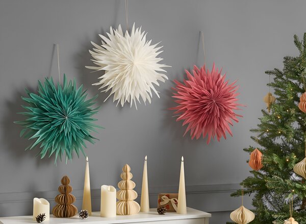 Sada 3 závěsných dekorací LED GROVLAN Hvězda 41 cm Pestrá