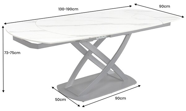 Jídelní stůl INCEPTION WHITE 130-190 CM keramika rozkládací Nábytek | Jídelní prostory | Jídelní stoly | Rozkládací