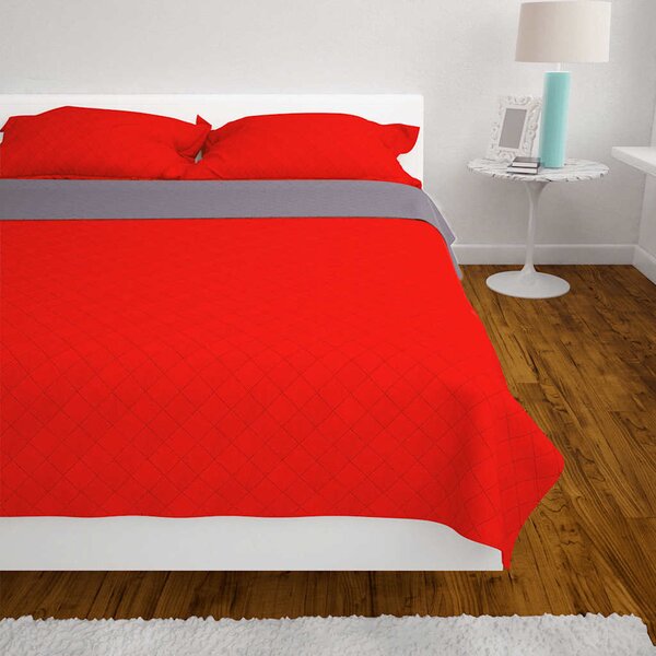 Oboustranný prošívaný přehoz na postel červeno-šedý 170x210 cm 131555