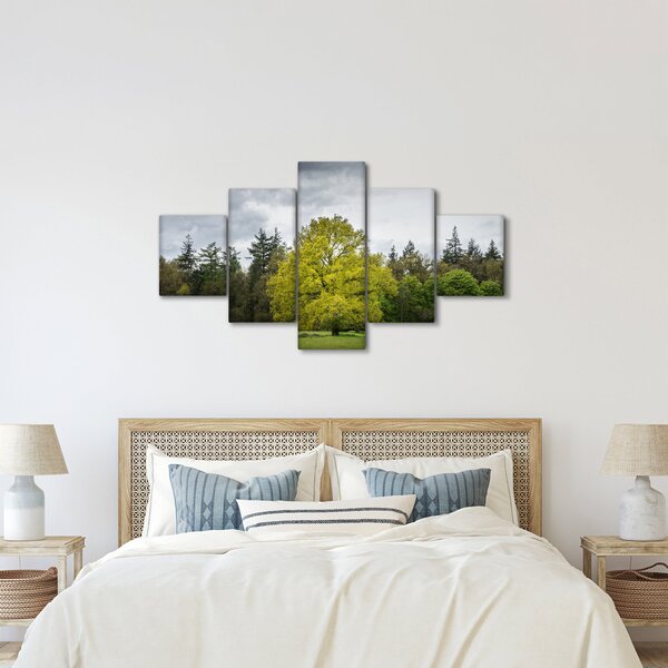 Obraz zeleného stromu uprostřed pole (125x70 cm)