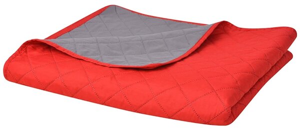 Oboustranný prošívaný přehoz na postel červeno-šedý 170x210 cm 131555
