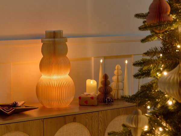 Vánoční dekorace Stolní lampa BANGA Sněhulák 51 cm Béžová