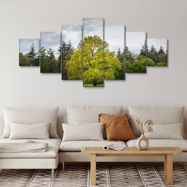 Obraz zeleného stromu uprostřed pole (210x100 cm)