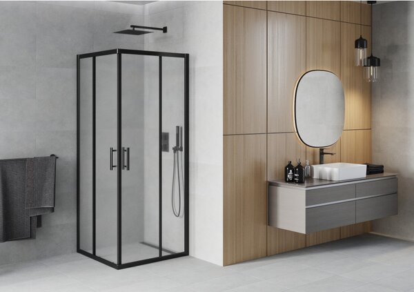 Mexen Rio čtvercový sprchový kout 70 x 70 cm, matný, černý - 860-070-070-70-30