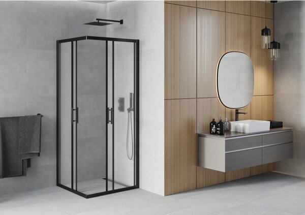 Mexen Rio čtvercový sprchový kout 70 x 70 cm, matný, černý - 860-070-070-70-30