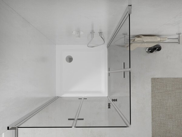 Mexen Lima Duo skládací sprchový kout 90 x 90 cm, transparentní, chrom + vanička Flat - 856-090-090-01-02-4010