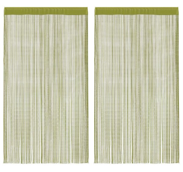 Provázkové záclony, 2 ks, 140x250 cm, zelená 132413