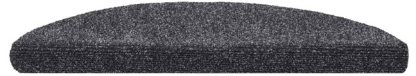 Schodové rohože samolepicí 15 ks 56 x 17 x 3 cm tmavě šedé, půlkulaté 132691