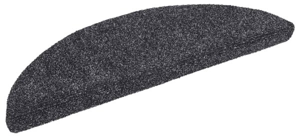 Schodové rohože samolepicí 15 ks 56 x 17 x 3 cm tmavě šedé, půlkulaté 132691