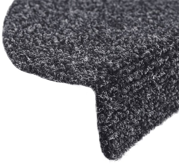 Schodové rohože samolepicí 15 ks 56 x 17 x 3 cm tmavě šedé, půlkulaté 132691