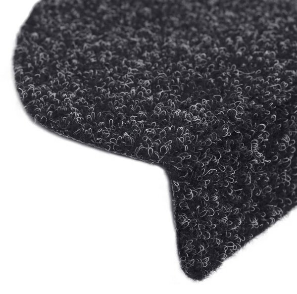 Schodové rohože samolepicí 15 ks 56 x 17 x 3 cm černé, půlkulaté 132692