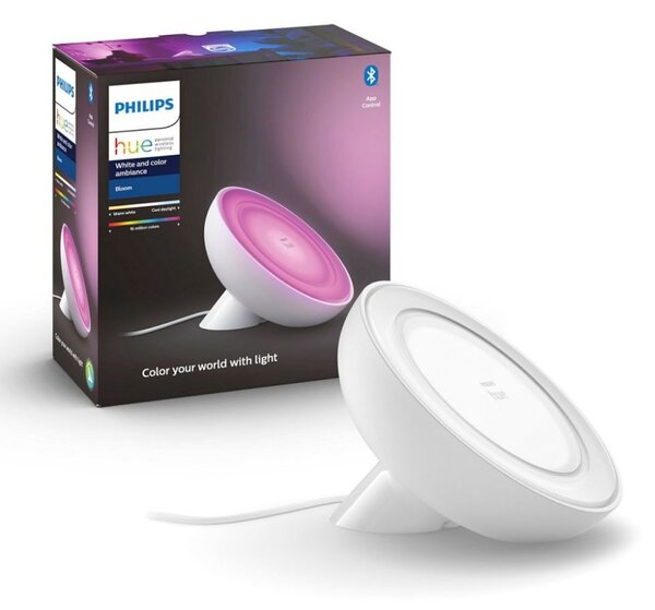 Philips HUE Bloom Gen4 EU / UK dekorační stolní LED svítilna 7.1W / 500lm 2000-6500K bílá Bluetooth