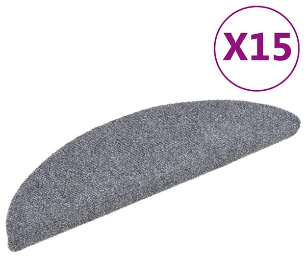 Schodové rohože samolepicí 15 ks 56 x 17 x 3 cm světle šedé půlkulaté 132693