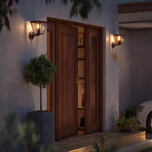 Philips HUE White INARA nástěnné eteriérové svítidlo LED E27 7W 550lm 2100K IP44 černé