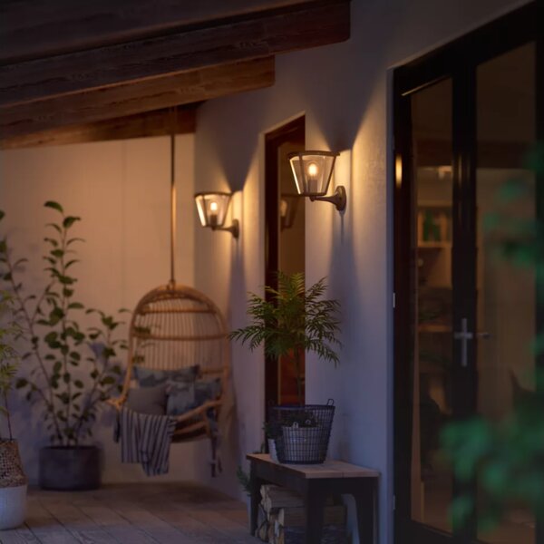 Philips HUE White INARA nástěnné eteriérové svítidlo LED E27 7W 550lm 2100K IP44 černé