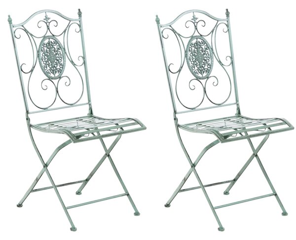 Kovová skladací židle Sibell (SET 2 ks) - Zelená antik