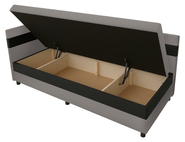 Válenda s úložným prostorem 80x200 LUNTERA - světle šedá / tmavě šedá