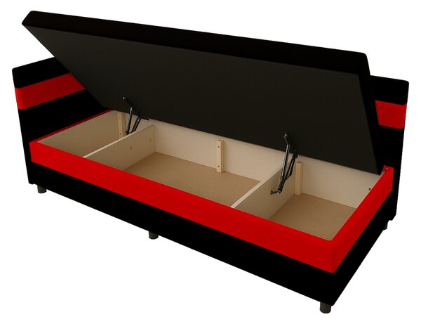 Válenda s úložným prostorem 80x200 LUNTERA - černá / červená
