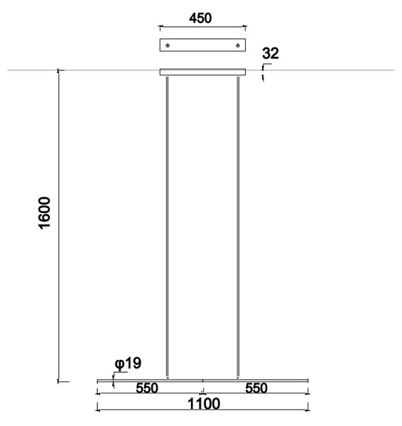 Mantra 6825 Torch, bílé závěsné lineární svítidlo LED 21W 3000K, šířka 110cm
