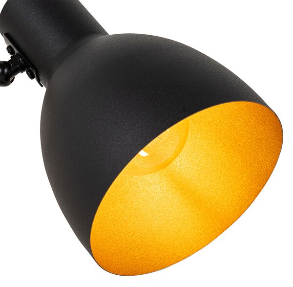 Rustikální stolní lampa černá se dřevem - Flint