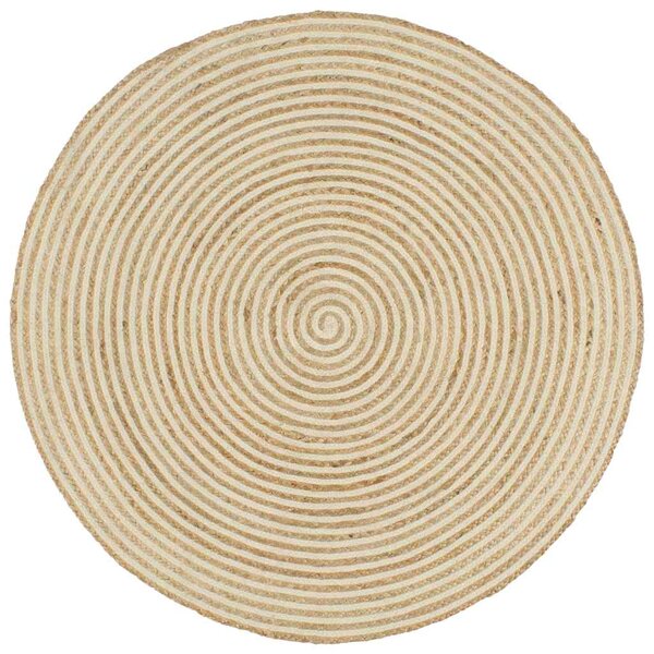 Ručně vyrobený koberec z juty spirálový design bílý 90 cm 133716