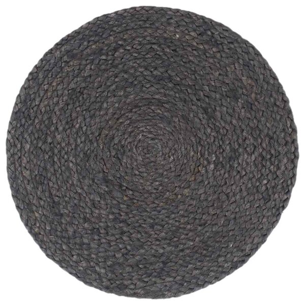 Prostírání 4 ks tmavě šedé 38 cm kulaté juta 133836