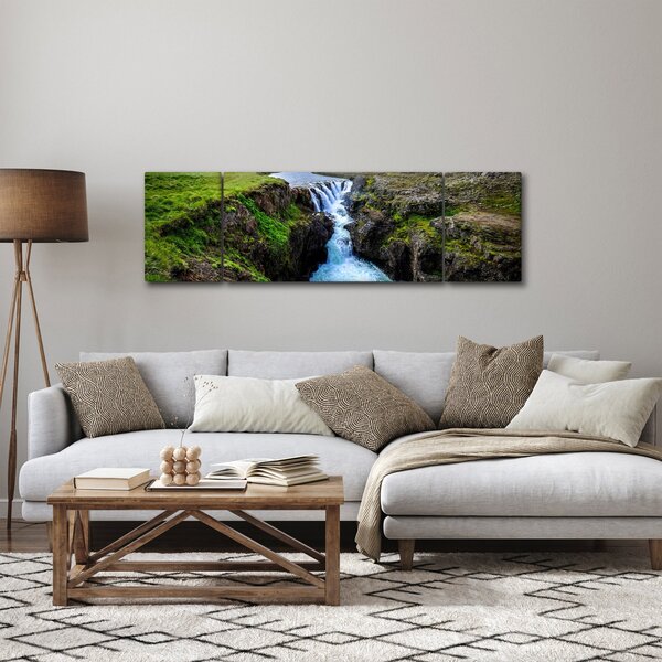 Obraz vodopádu mezi skalami (170x50 cm)