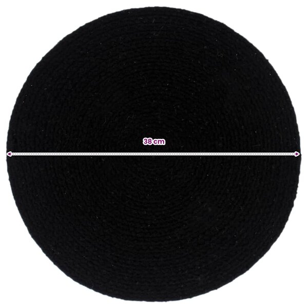 Prostírání 4 ks černé 38 cm kulaté bavlna 133844