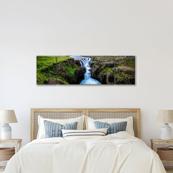 Obraz vodopádu mezi skalami (170x50 cm)