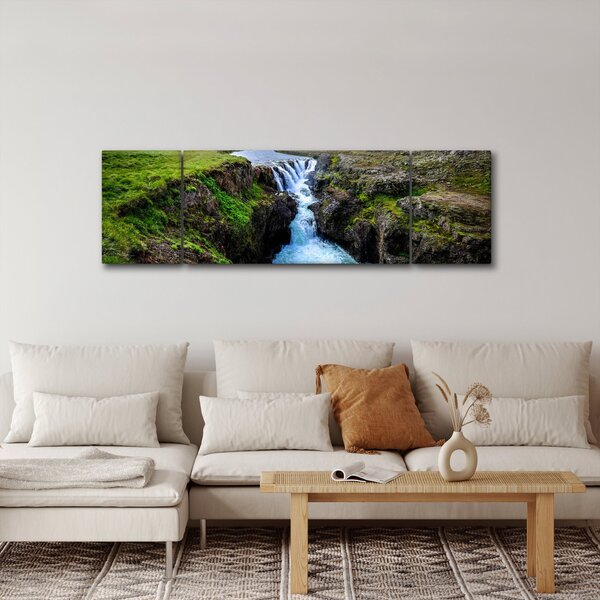 Obraz vodopádu mezi skalami (170x50 cm)