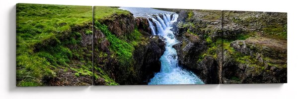 Obraz vodopádu mezi skalami (170x50 cm)