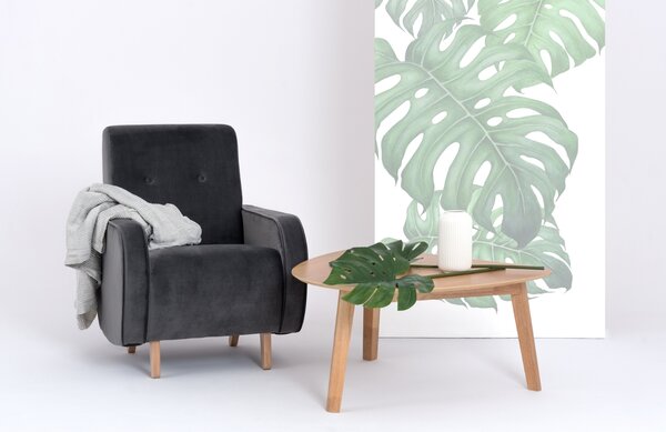 Nordic Design Tmavě šedé sametové křeslo Doble