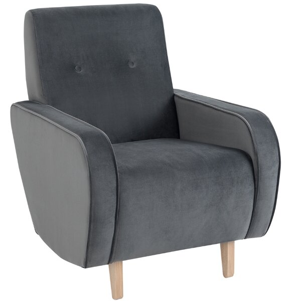 Nordic Design Tmavě šedé sametové křeslo Doble