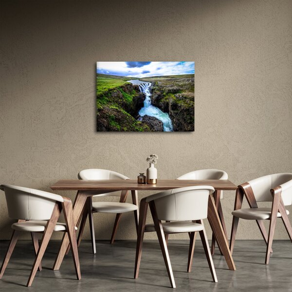 Obraz vodopádu mezi skalami (70x50 cm)