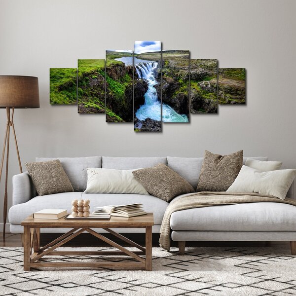 Obraz vodopádu mezi skalami (210x100 cm)