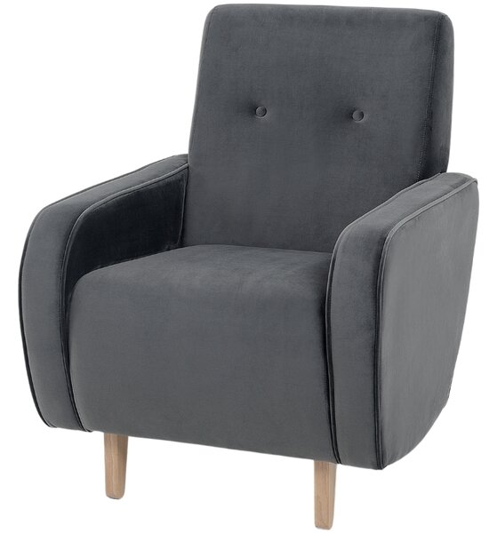 Nordic Design Tmavě šedé sametové křeslo Doble