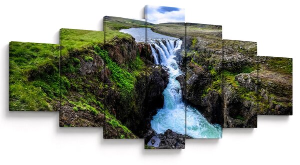 Obraz vodopádu mezi skalami (210x100 cm)