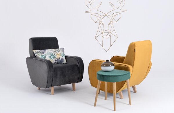 Nordic Design Žluté sametové křeslo Doble