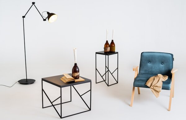 Nordic Design Petrolejově modré sametové křeslo Vinnie s přírodní podnoží