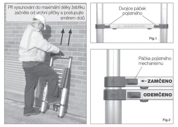 Teleskopický žebřík - štafle G21 - 3,8 M