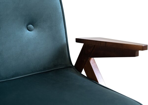 Nordic Design Petrolejově modré sametové křeslo Vinnie