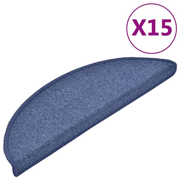 Schodové rohože 15 ks 56 x 17 x 3 cm modré, půlkulaté 133883