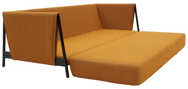 Oranžová bouclé rozkládací dvoumístná pohovka Softline Madison 209 cm
