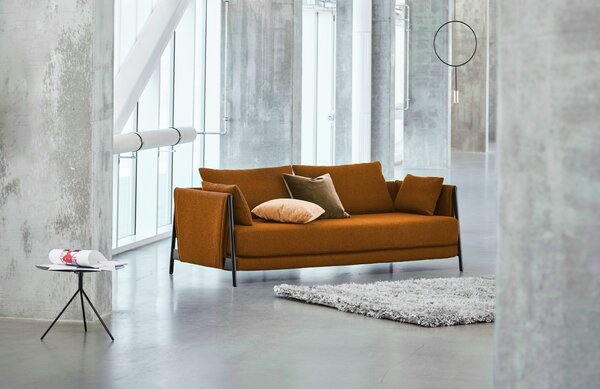 Oranžová bouclé rozkládací dvoumístná pohovka Softline Madison 209 cm